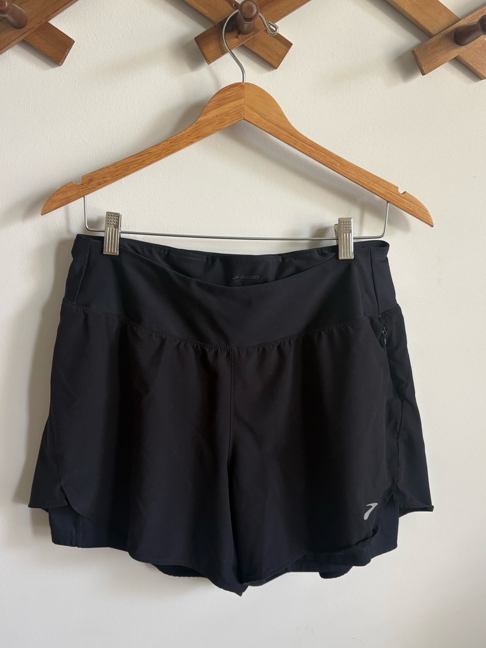 Brooks 2 in 1 Black Women's Running Shorts with built in Compression Shorts